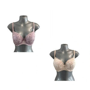 BODY BY VICTORIA Lightly-Lined Smooth & Lace Detail Bra Bundle Size 34DD